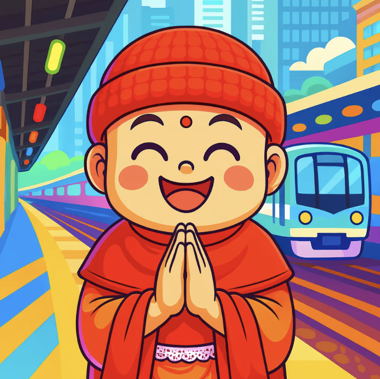 OMOMAMORI-JIZO-006AKAI-ON-KOROKORO-Anime-Train-nft-G011-JZ-A0006