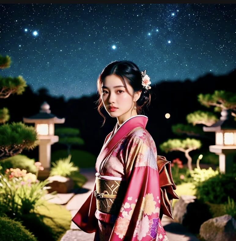 Starry Night Kimono Maiden nft-G015-JL-A0005