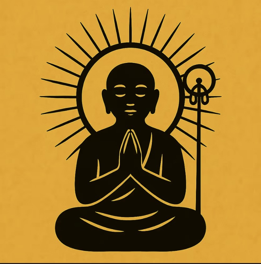 0018 Digital Talisman - Halo-Enveloped Prayer Jizo - Divine Glow