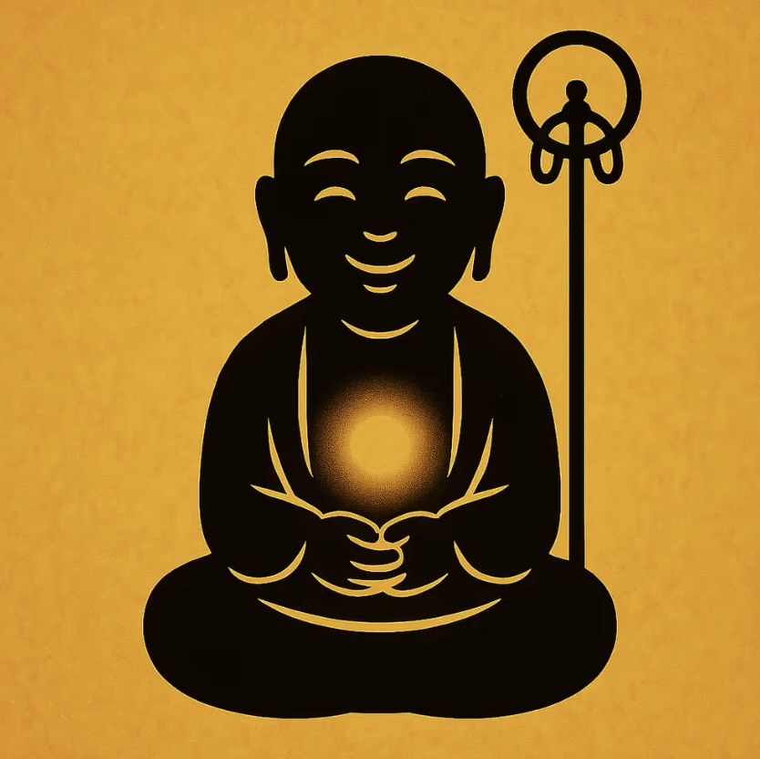 0042 Digital Talisman – Smiling Zen Jizo – Seated Meditation
