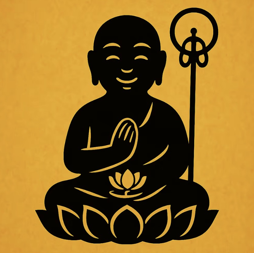 0037 Digital Talisman – Lotus-Seated Smiling Jizo – Peaceful Presence