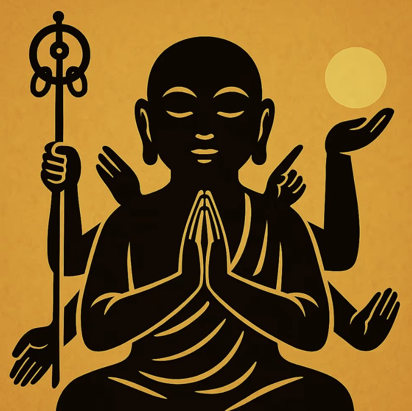 0025B Digital Talisman – Six-Armed Jizo B – Center Hands in Prayer