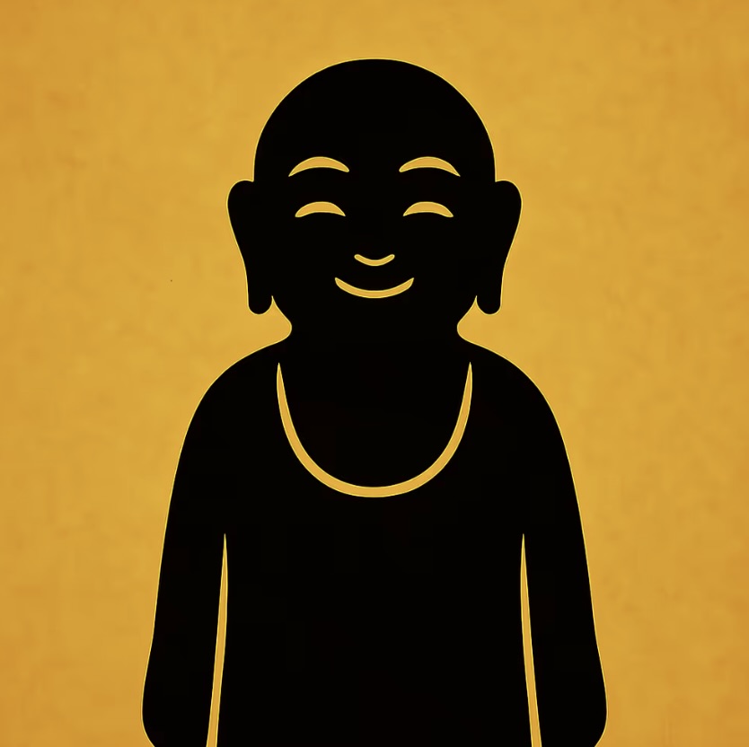 0040 Digital Talisman – No-Staff Smiling Jizo – Soft-Hand Rest