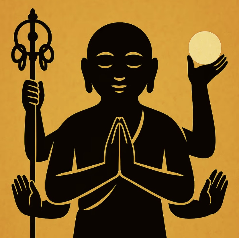 0026 Digital Talisman – Six-Armed Jizo C – Staff & Radiant Orb