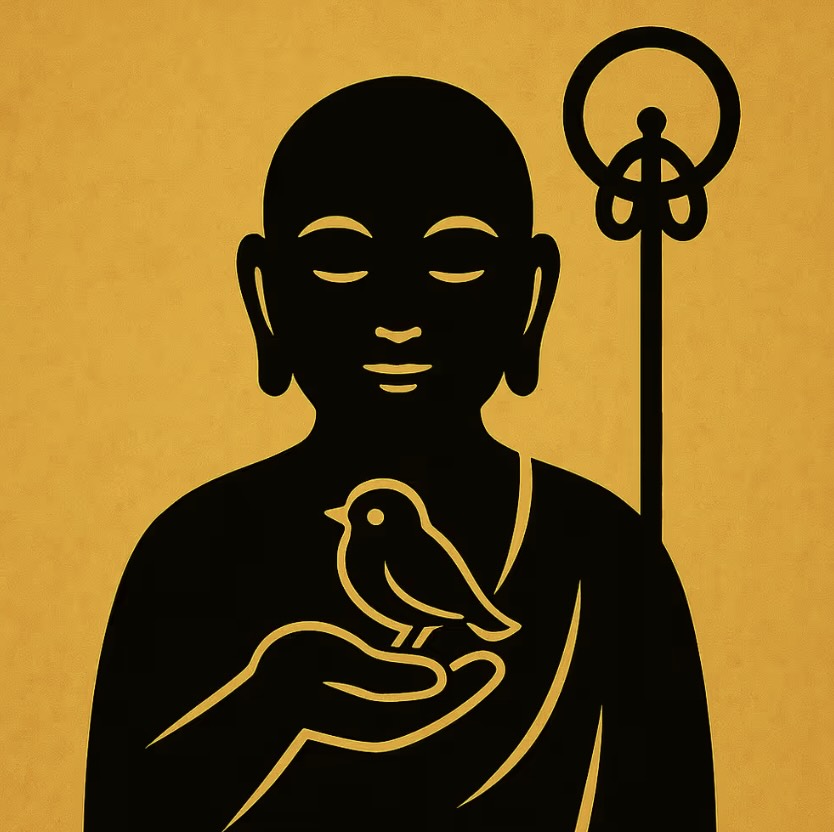 0032 Digital Talisman – Life-in-Palm Jizo B – Small Bird Guardian