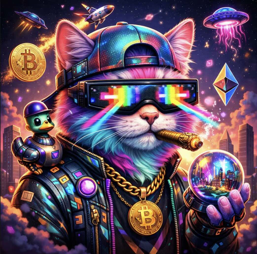 Neon Crypto Cat - Guardian of the Digital City