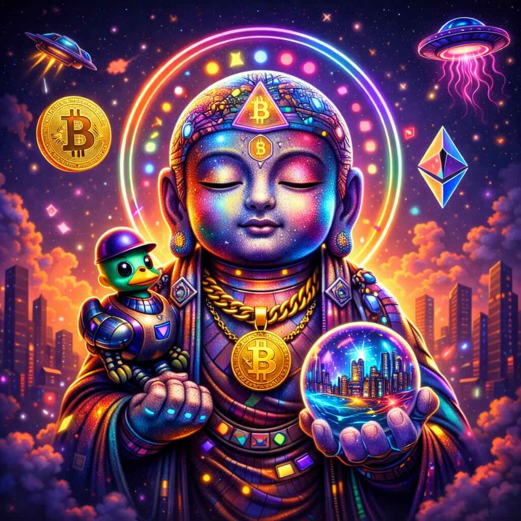 Neon Crypto Jizo — Guardian of Stillness in a Digital World-G
