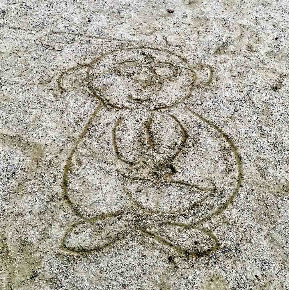 0002-DRAFT Calligraphy – Smile Jizo on Sand / AKAI ON KOROKORO